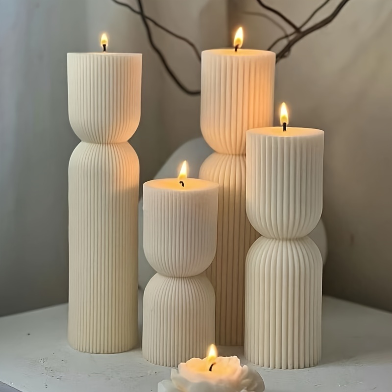 Ribbed Pillar Candle Silicone Mold