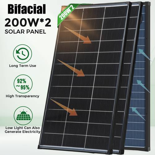 item picture bifacial solar panel 25 5 high monocrystalline 2 x 200w 12v solar modules suitable for farmhouses roofs campers and other off grid systems n type solar battery charging home off grid without battery