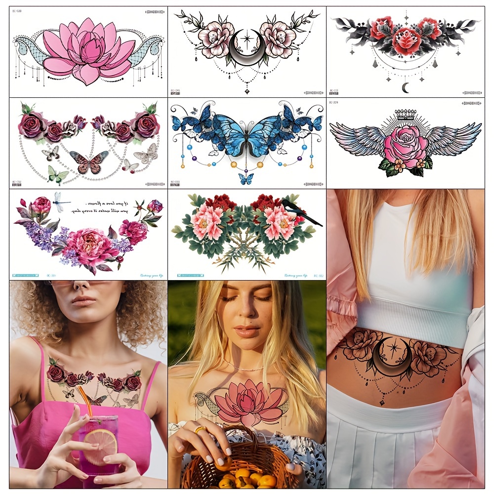 Flower Baddie Womens Feminine Spine Tattoos - Temu United States