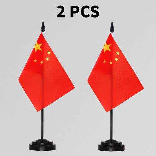 2pcs chinese table runner flags 5x8 inches with suitable for office table runners business meetings collaboration family holidays and party decorations