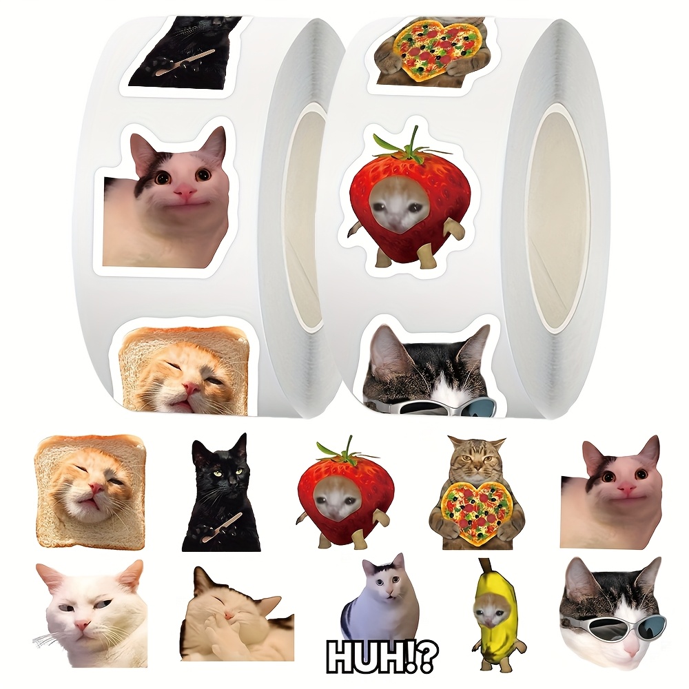 500 stück/rolle klassische tier-katzen-meme-aufkleberrolle, diy koffer laptop skateboard aufkleber, lustige deko-sticker als belohnungen geschenke für rollschuhlaufen radfahren