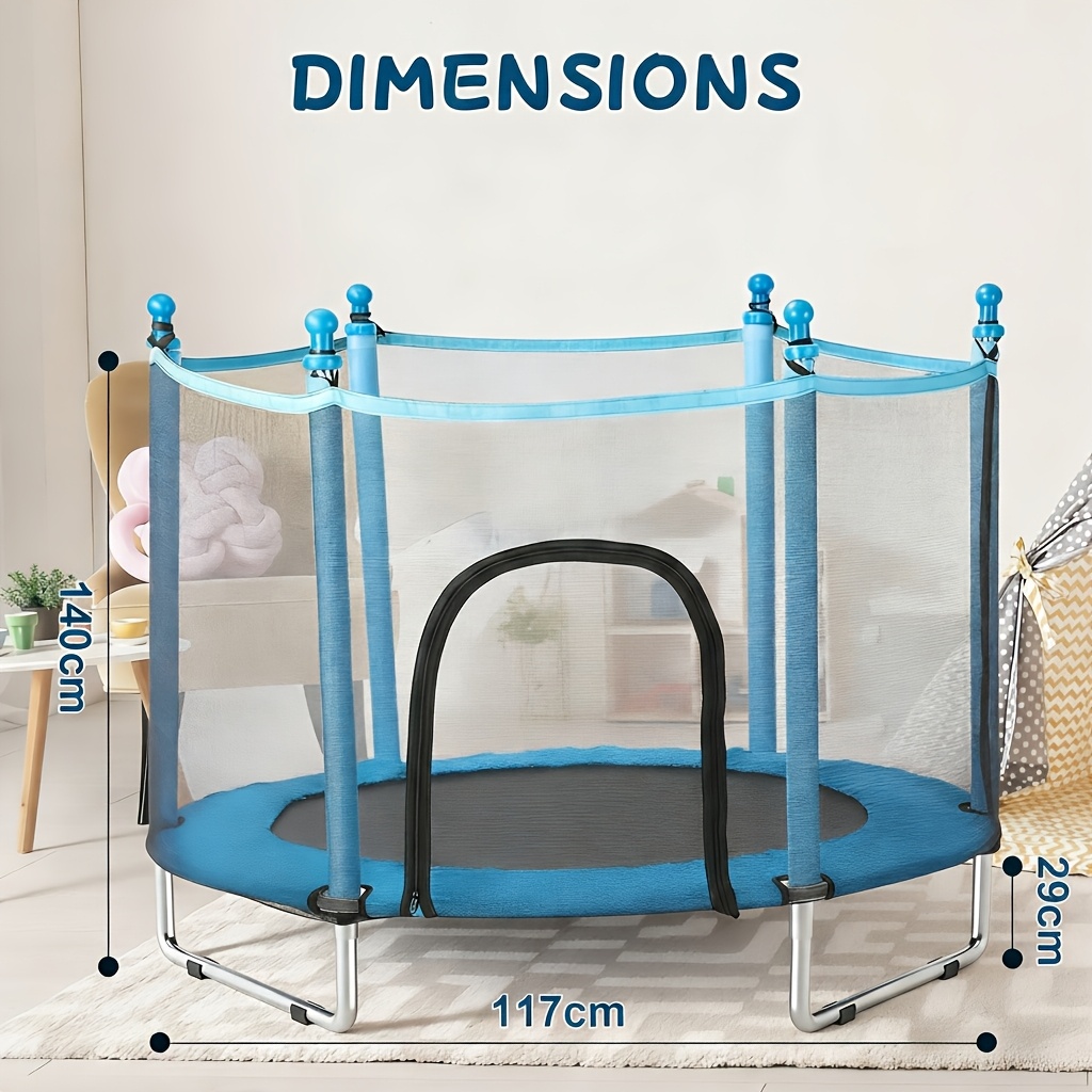 Trampoline With Enclosure 140*117cm - Pp+pe+galvanized Pipe+oxford Cloth - Load-bearing Max: 100kg, Indoor Fitness Workout Exercise Equipment
