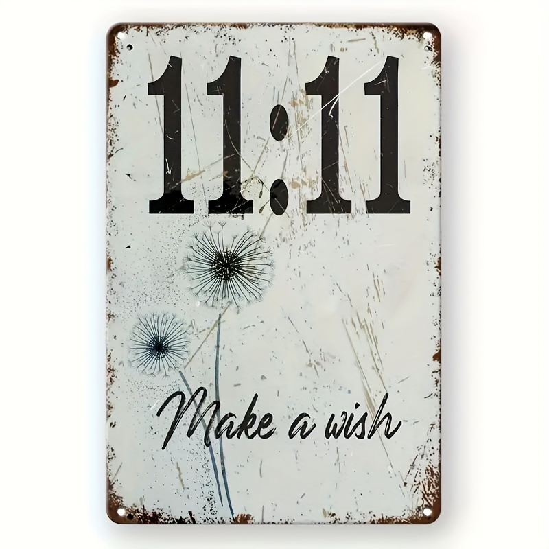 

Dandelion Metal Tin Sign - 11:11 Clock Design, Pre-drilled For Easy Wall Mounting, Waterproof & Weather-resistant Decor For Home, Bar, Cafe, Vintage Metal Tin Sign