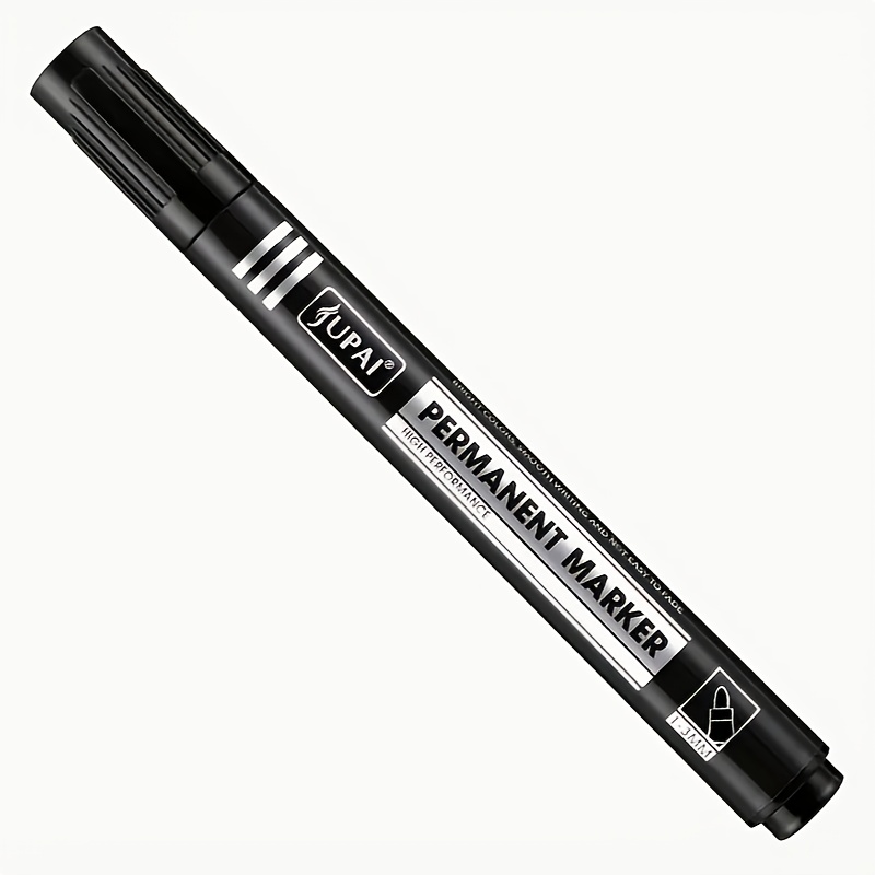 

1pc Waterproof Black Oil-based Marker Pen, Medium Point, Quick-dry, Non-erasable, Large Tip For Shipping & Office Use