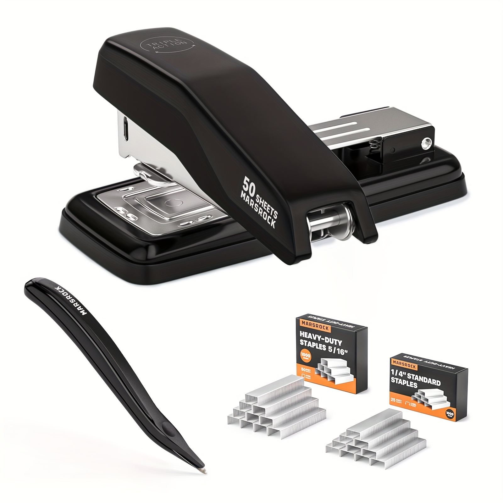 TEMU Desktop Stapler, Swivel Stapler, 50 Sheet Capacity, 2000 And Staple Remover, Rotatable Heavy Duty Staplers For Office, Home, Classroom, Booklet,