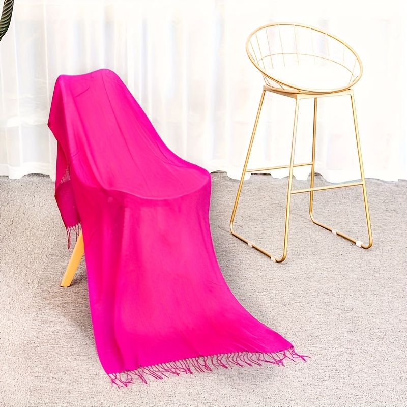 TEMU 1pc 200cm Elegant Solid Color Optional Tassel Scarf - Soft Cashmere, And Warm, Perfect Women's Shawl