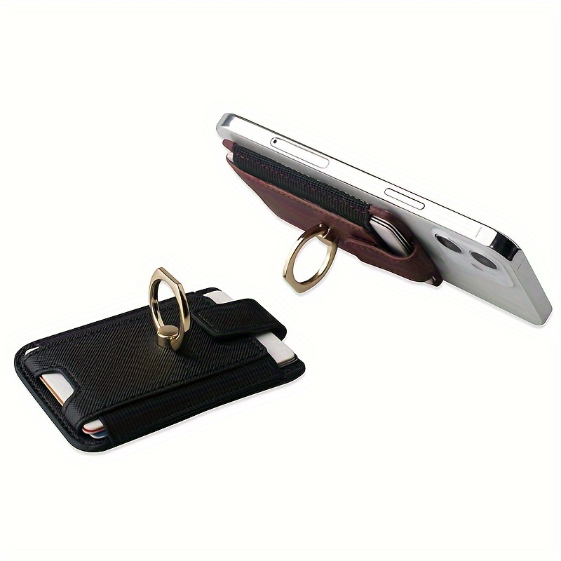 

Pu Leather Universal Phone Wallet With Card Holder, Rfid Blocking And Ring Kickstand Mount