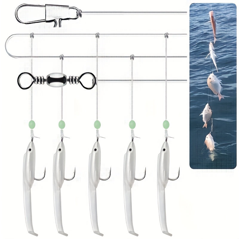 TEMU Weihe Saltwater Eel Treble Hooks #1 (5 Hooks) Line Set, Saltwater And Freshwater Fishing Hooks