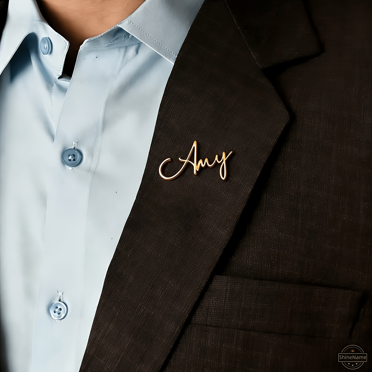 TEMU 1pc Personalized Stainless Steel Name Brooch | Custom Signature Lapel Pin For Suits, Sports Jackets And As Valentine's Day/birthday Gifts |