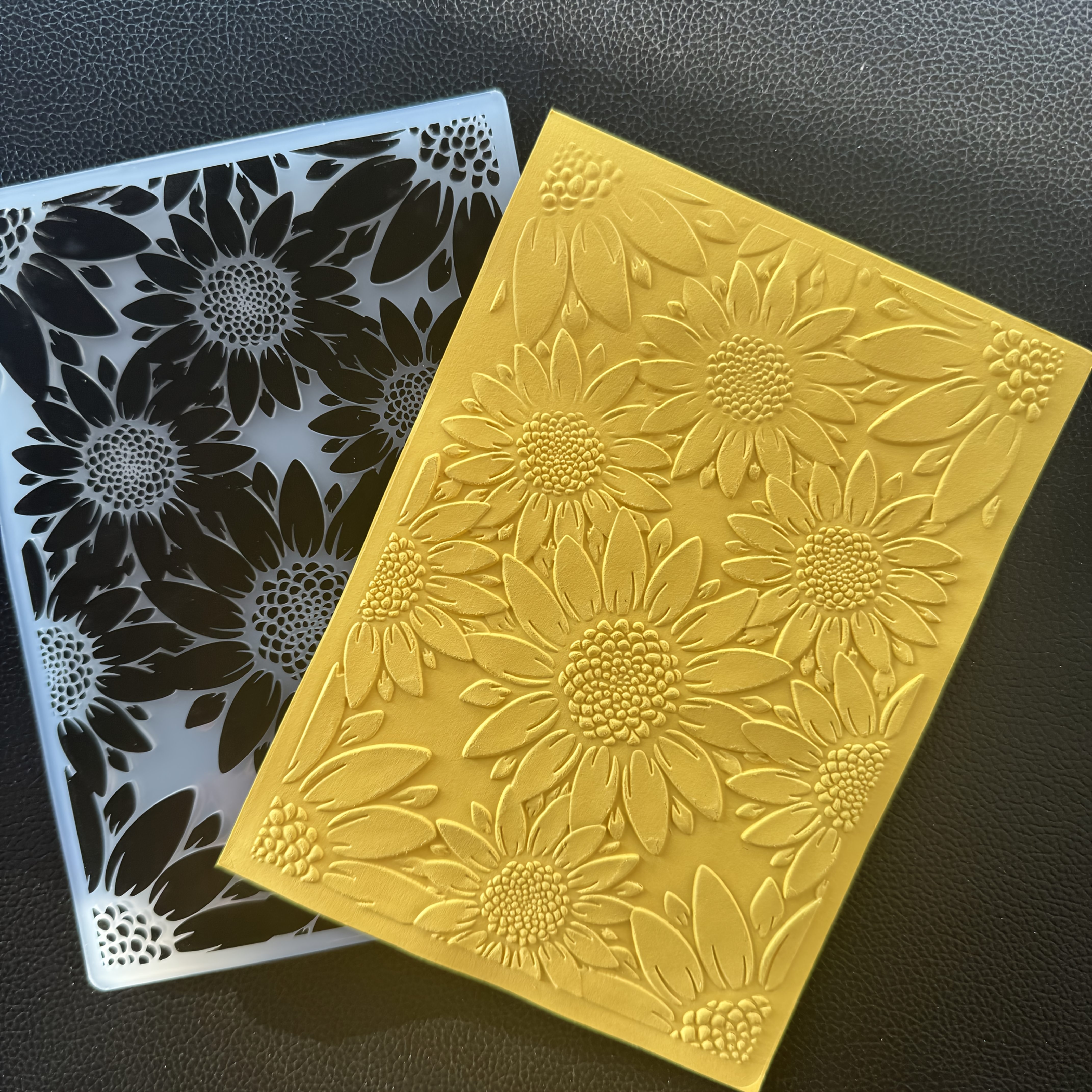 TEMU Pochoir de Gaufrage en Plastique Texturé Floral 3D Printemps/Été pour Scrapbooking, Artisanat de Papier, et Marguerite