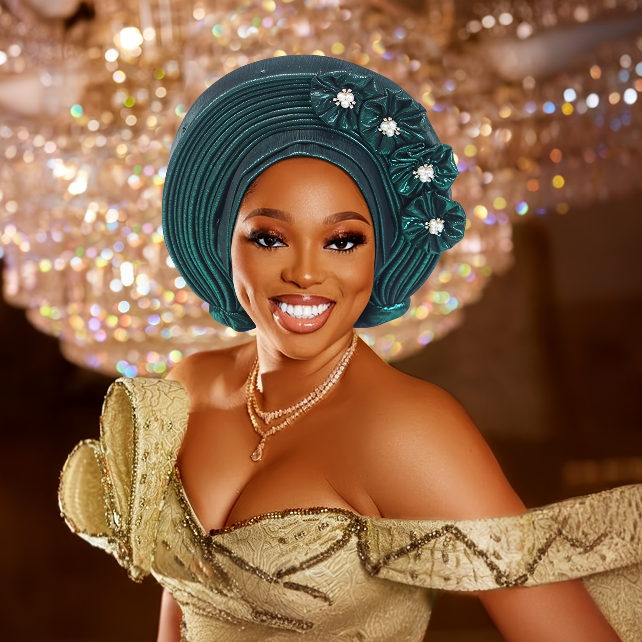 elegant nigerian turban women handcrafted floral - Temu Nigeria display picture 1