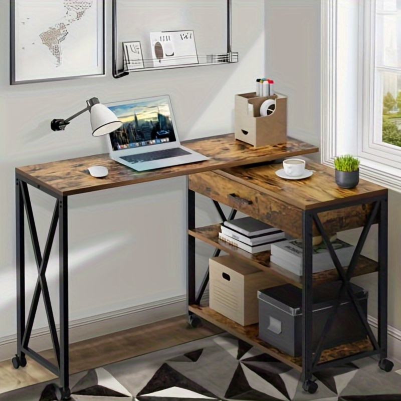 

Home Office Computer Table With Shelves And Drawers