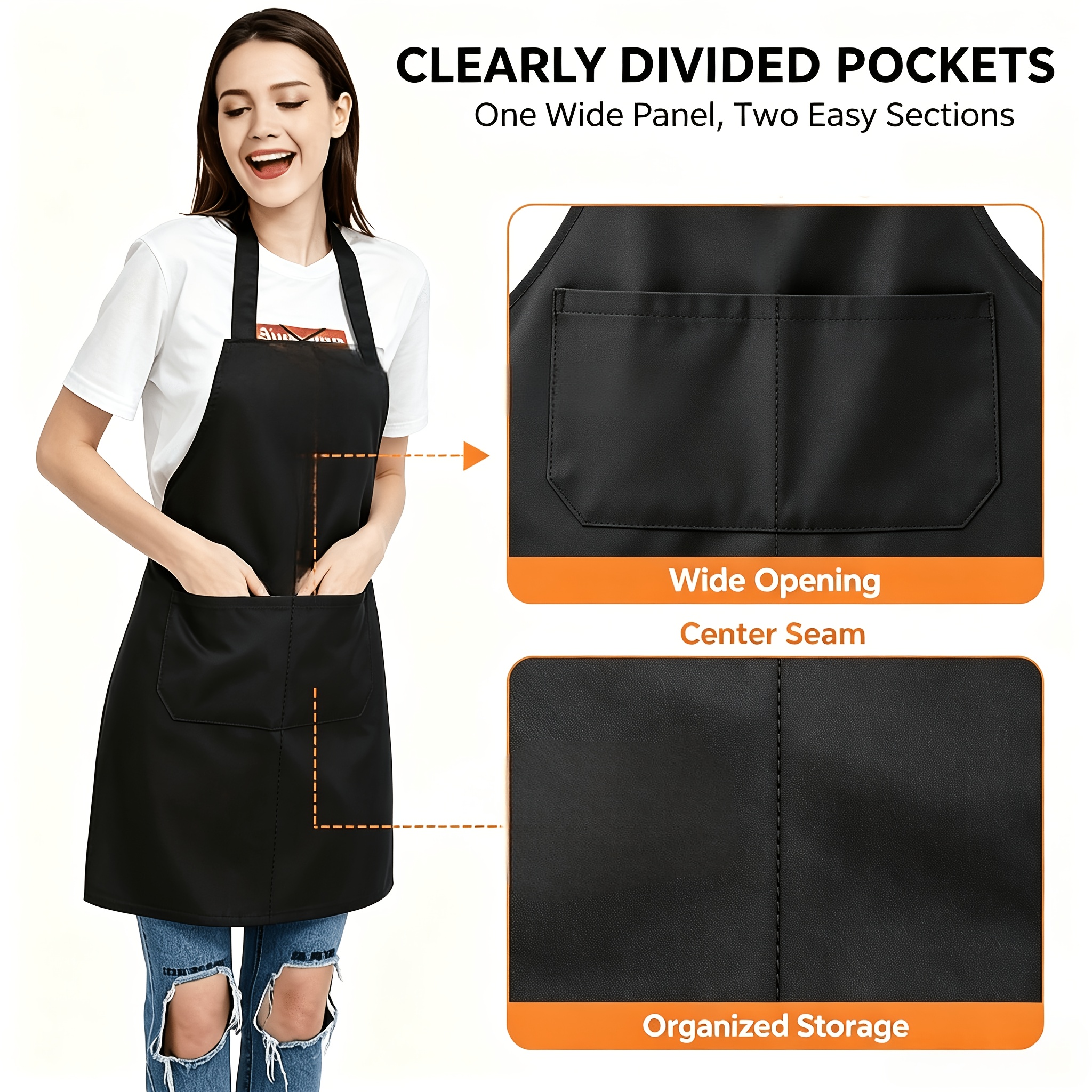 4pcs Solid Color Durable Polyester Aprons