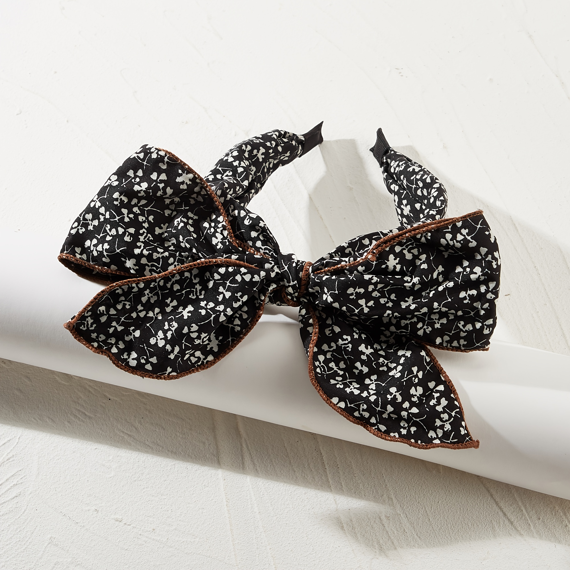 Image of 1pc Elegant Vintage Floral Bowknot Polyester Hairband, Single Dress Up Headband With Tie Design, Non-feathered Printed Hair Accessory
