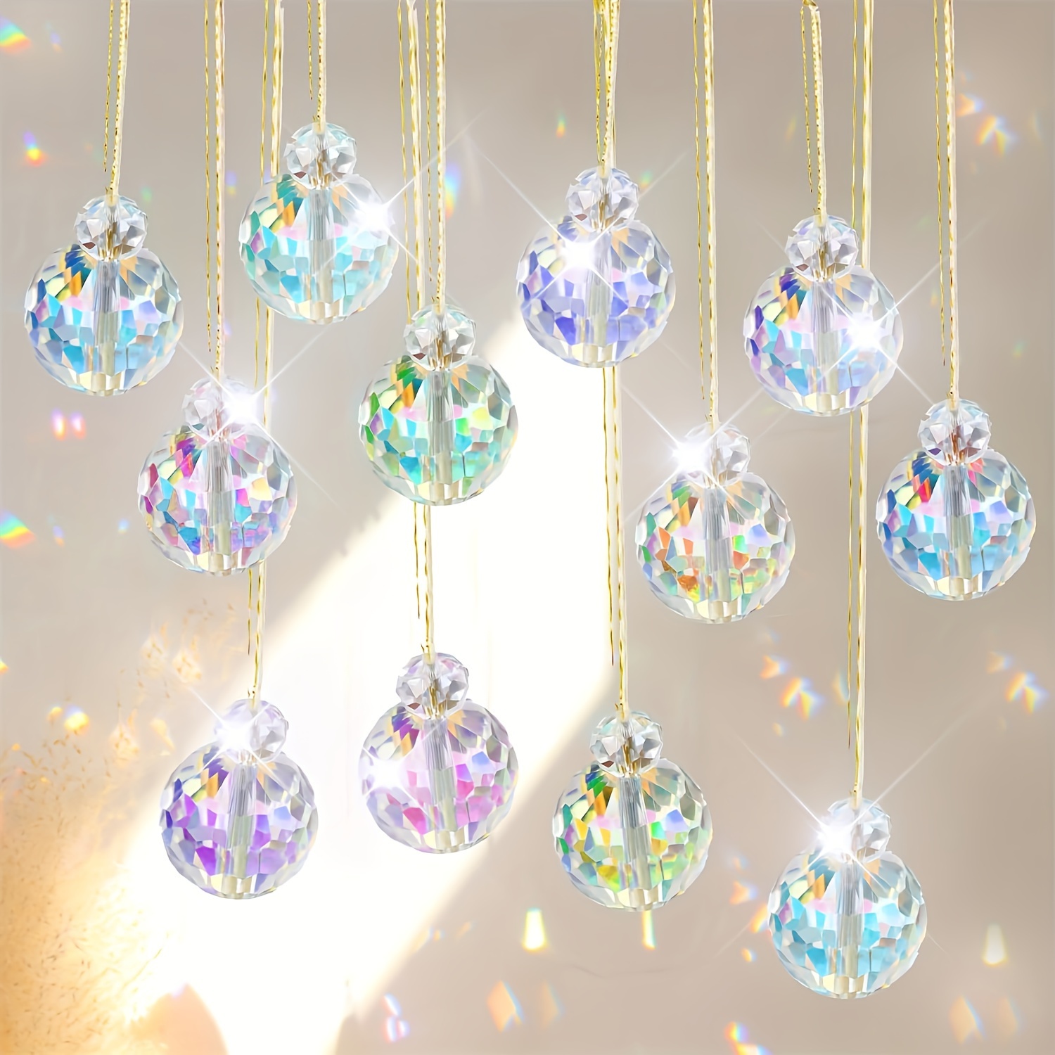 TEMU 12pcs Sparkling Crystal Christmas Ornaments - Decorations & Sun For Home And Office - Ideal Gift For Holidays And Themed Parties