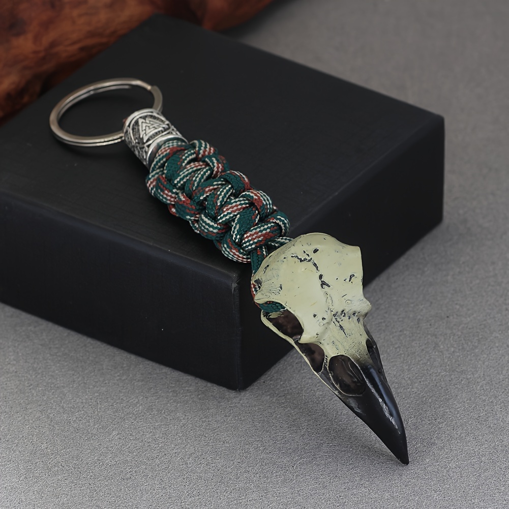 

Anime Themed Resin Skull Keychain - Punk Cartoon Style Bird Skull Key Ring With Paracord And Ring Buckle - Gothic Gift, Christmas Festival, Ladies Decorative Keyring, Single Piece