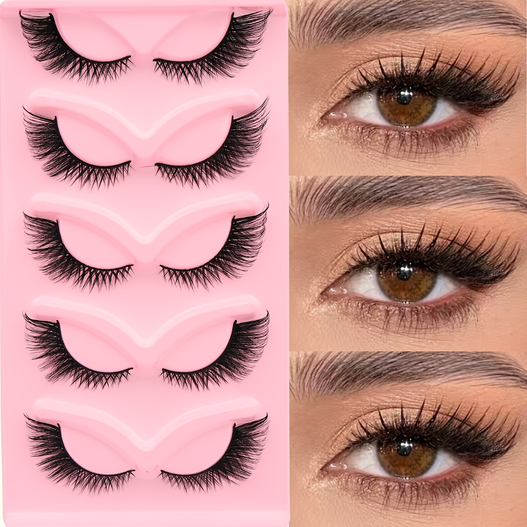 

5 Paires de Faux Cils en d'Œil de Chat, Cils Allongés, Faux Cils en de Naturel, Longueur 6-14Mm, , Spéciaux , Danse de Fête, Etc