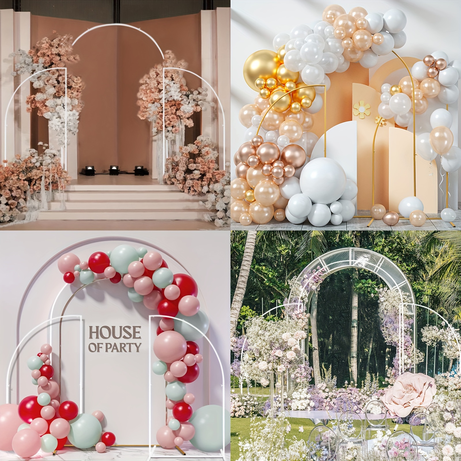 

3 Sets Gold Metal Wedding Arch Arched Backdrop Stand And 3 Pcs Arch Cover Wedding Arbor Garden Frame For Birthday Party Ceremony Baby Shower Graduation Decoration