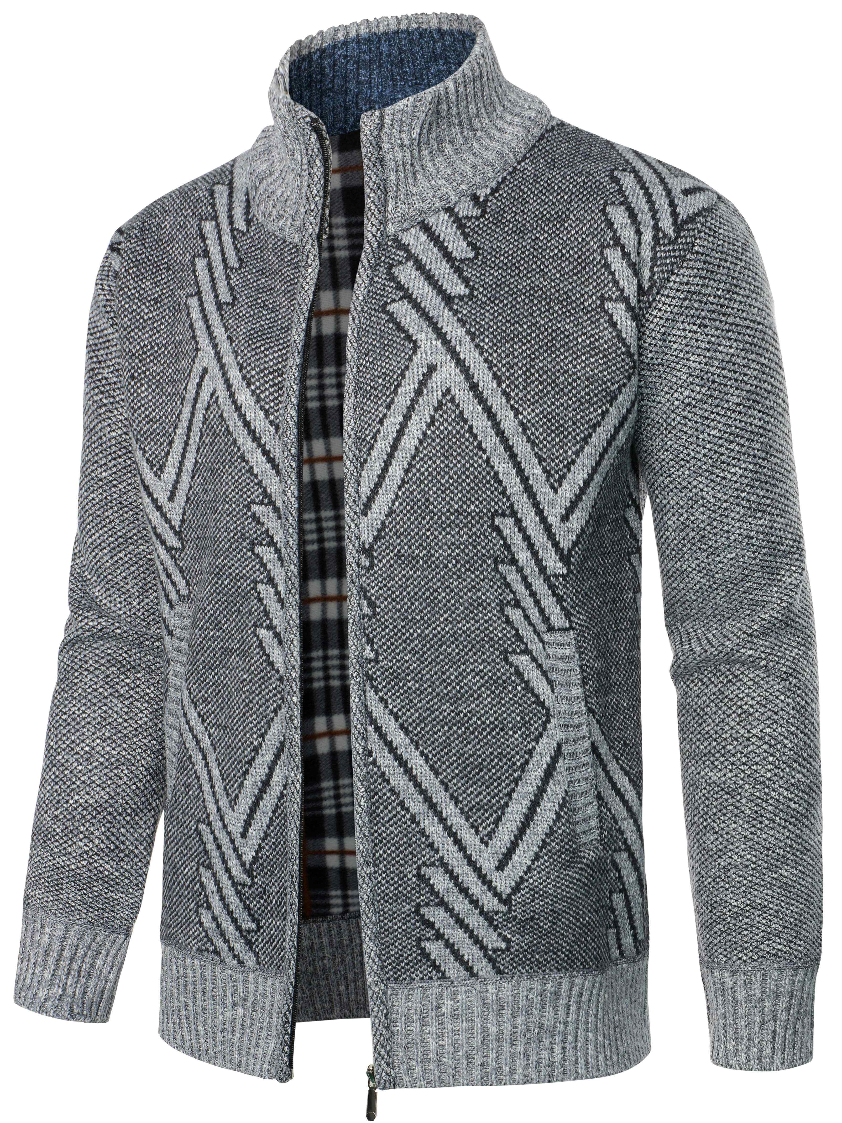 Casual men's cardigan with full zip, thermal regular fit knitted sweater