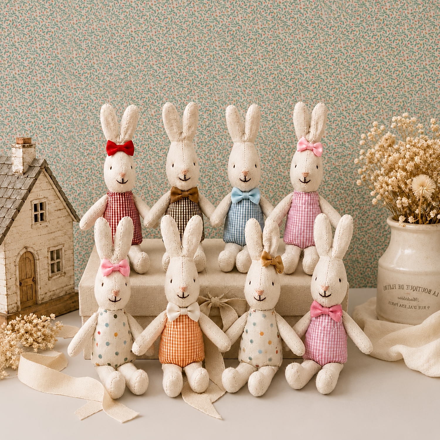 Handmade Fabric Rabbit Doll, Cute Nordic Style Puppet