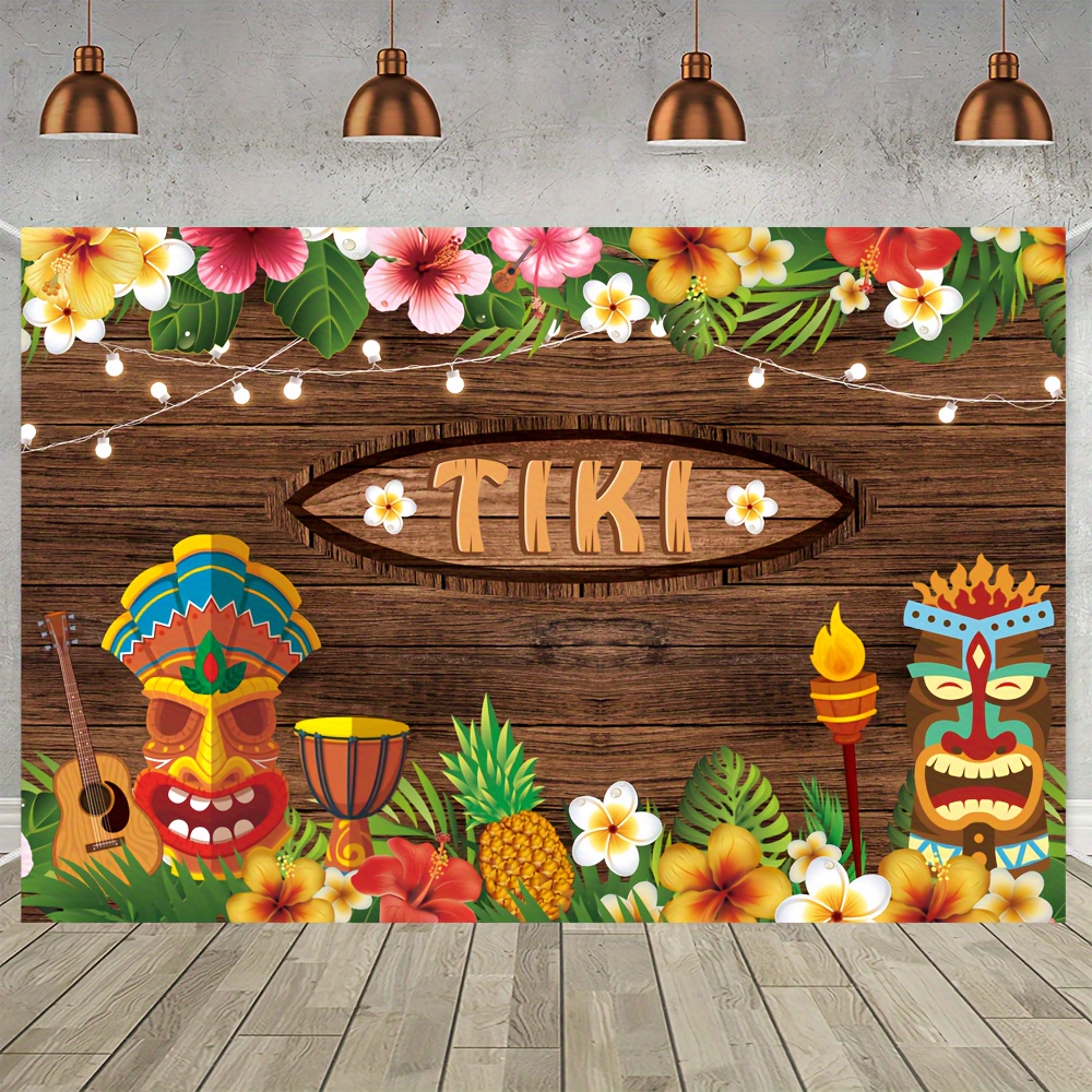 

1pc Themed Decorative Banners, Tropical Totem Flower Retro Background Decorative Banners, Decorative Flags, Polyester Material, Indoor And Outdoor Party Decorative Banners, Party Decorative Items.