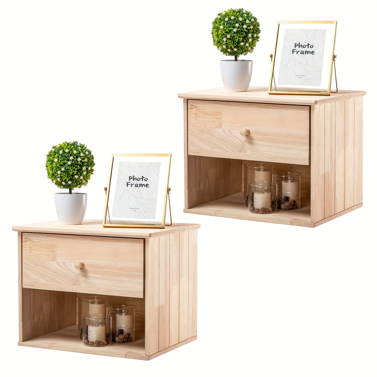 small unfinished natural solid wood floating nightstand for bedroom wall mounted farmhouse night stand with drawer shelf for color diy