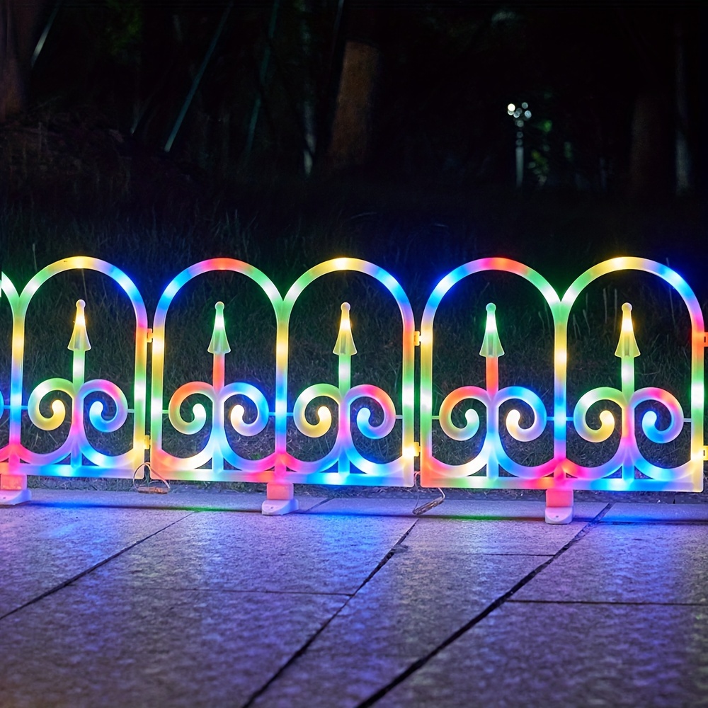 TEMU 8pcs, 3.04m 9.97ft, Long European Style Paris Fence Led Solar Style Fence Lights Solar New Outdoor Colored Lights High And Low Fence Fence