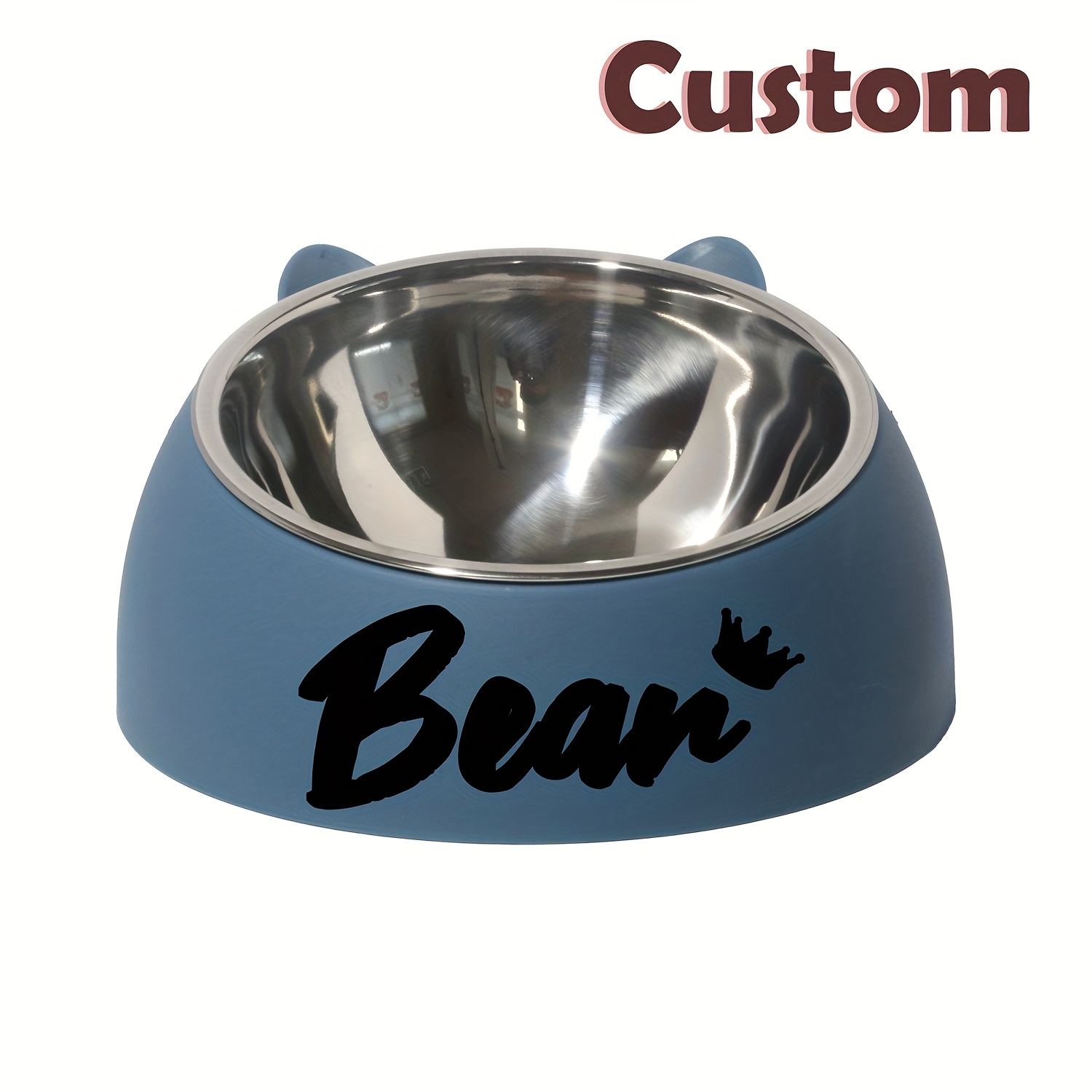 TEMU Customizable Stainless Steel Cat Bowl, Personalized Name Customization, Neck Protection Design, Detachable And Easy-to- Bowl, Ideal Gift For Pet