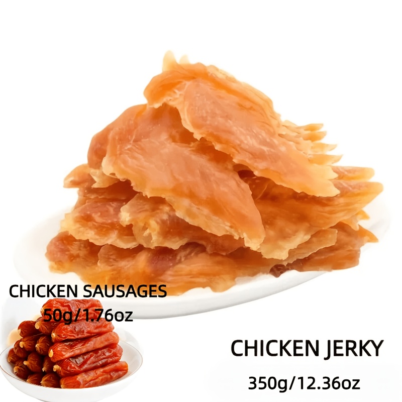 TEMU Cat And Dog Treats Chicken Jerky, Slices - High Protein , Dental Chews, Training Rewards For Puppies, Kittens, Adult Dogs And Cats - Grain-free, Pet Nutrition Chewing Treats