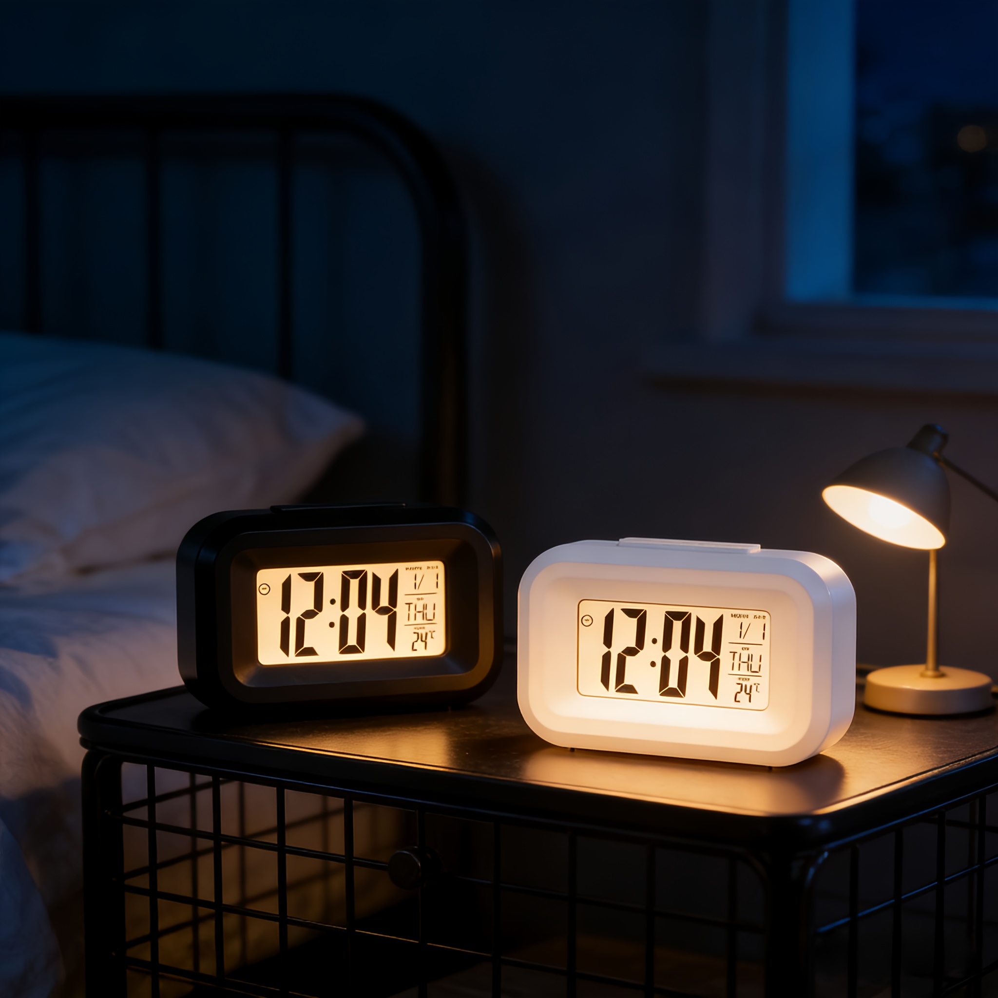 Reloj Despertador Inteligente LCD con Luz Nocturna, Alarma Musical, Función Snooze, Calendario Perpetuo, Termómetro Digital, Luz de Fondo de 5 Segundos | Funciona con Pilas (Pilas No Incluidas)