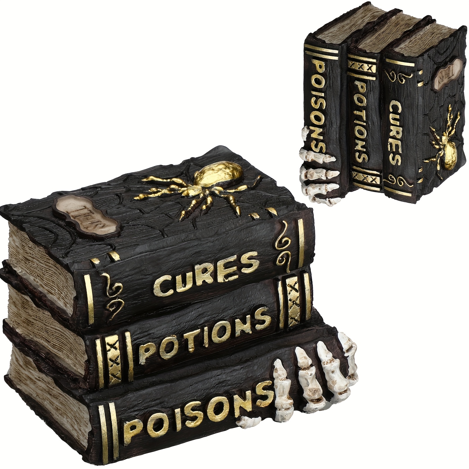 TEMU And Wizard Tabletop Decoration, Halloween Resin And Wizard Table Decorations, Halloween Resin Book Stack Decor For Home Table Mantel Fireplace ()