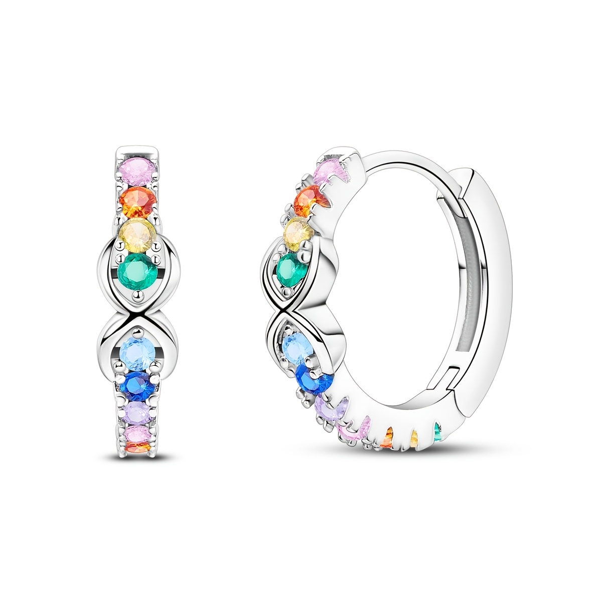 Women's Platinum Plated Sparkling Zirconia Infinite Symbol Hoop Earrings