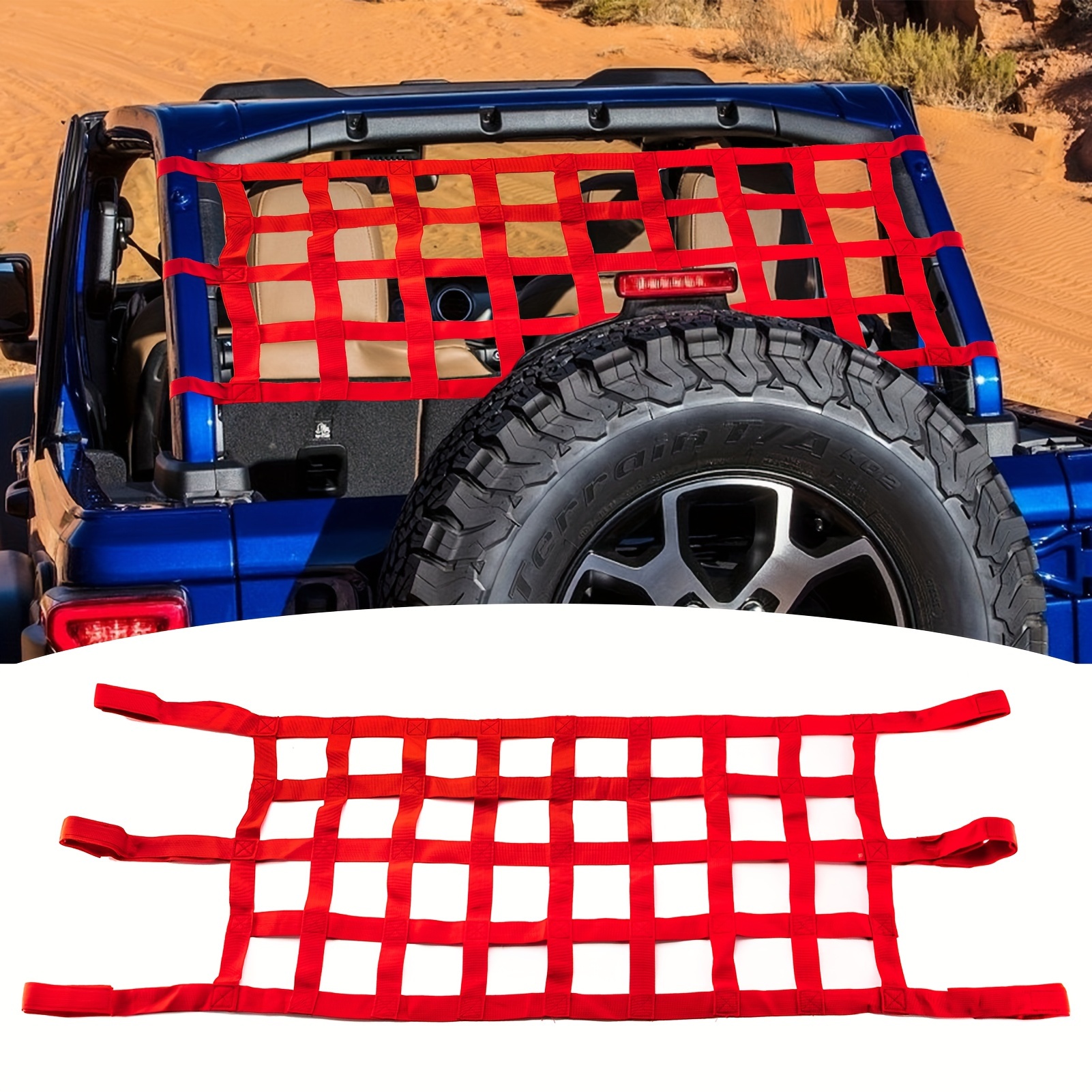 

Red Mesh Cargo Net Car Roof Net Hammock For Jeep Wrangler Yj Tj Jk Jl 1987-2024