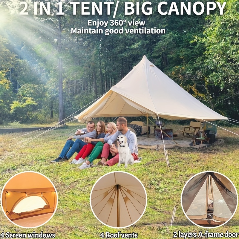 waterproof 4ft canvas bell tent person family Temu
