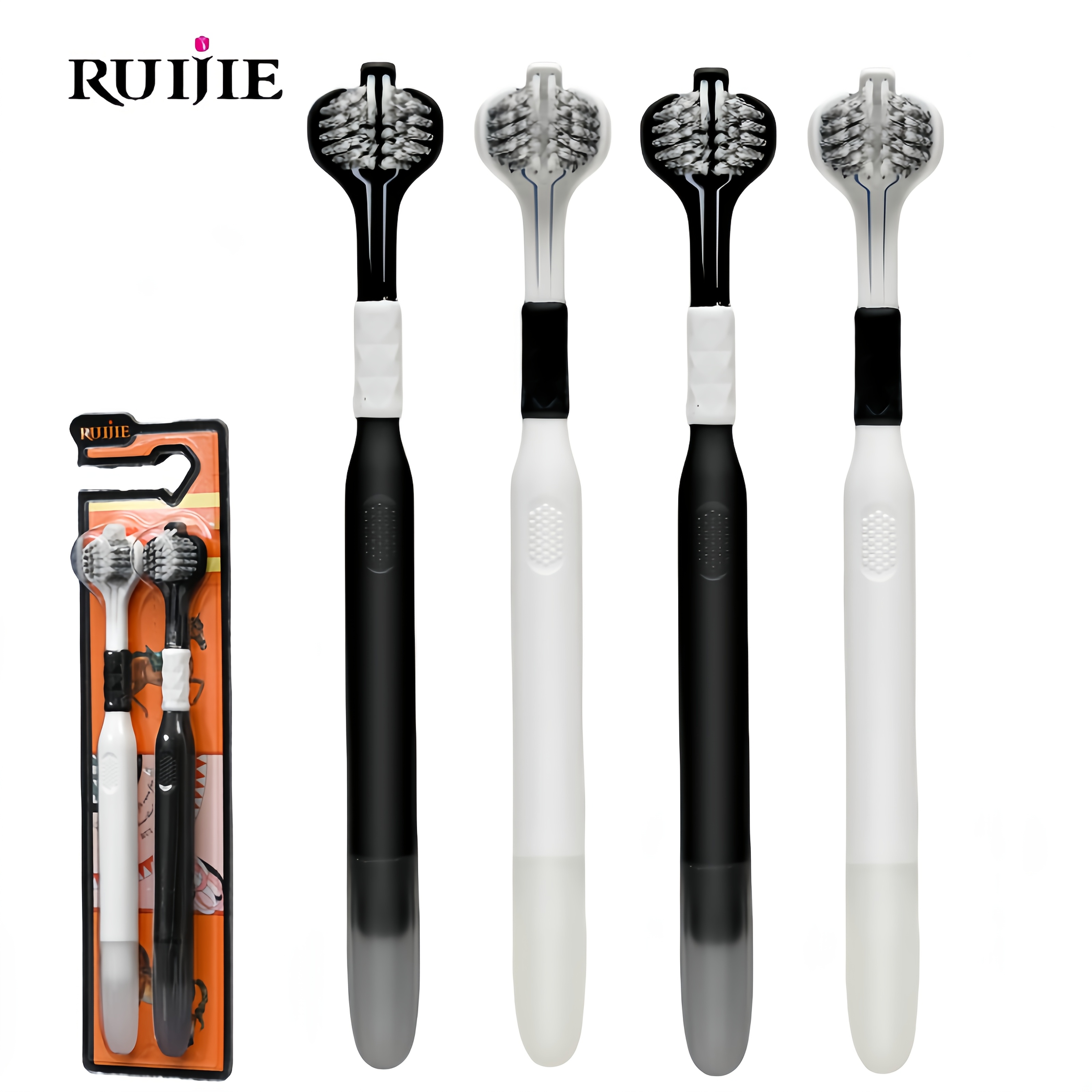 2-Pack Four-Sided Toothbrushes for Thorough Gum Cleaning