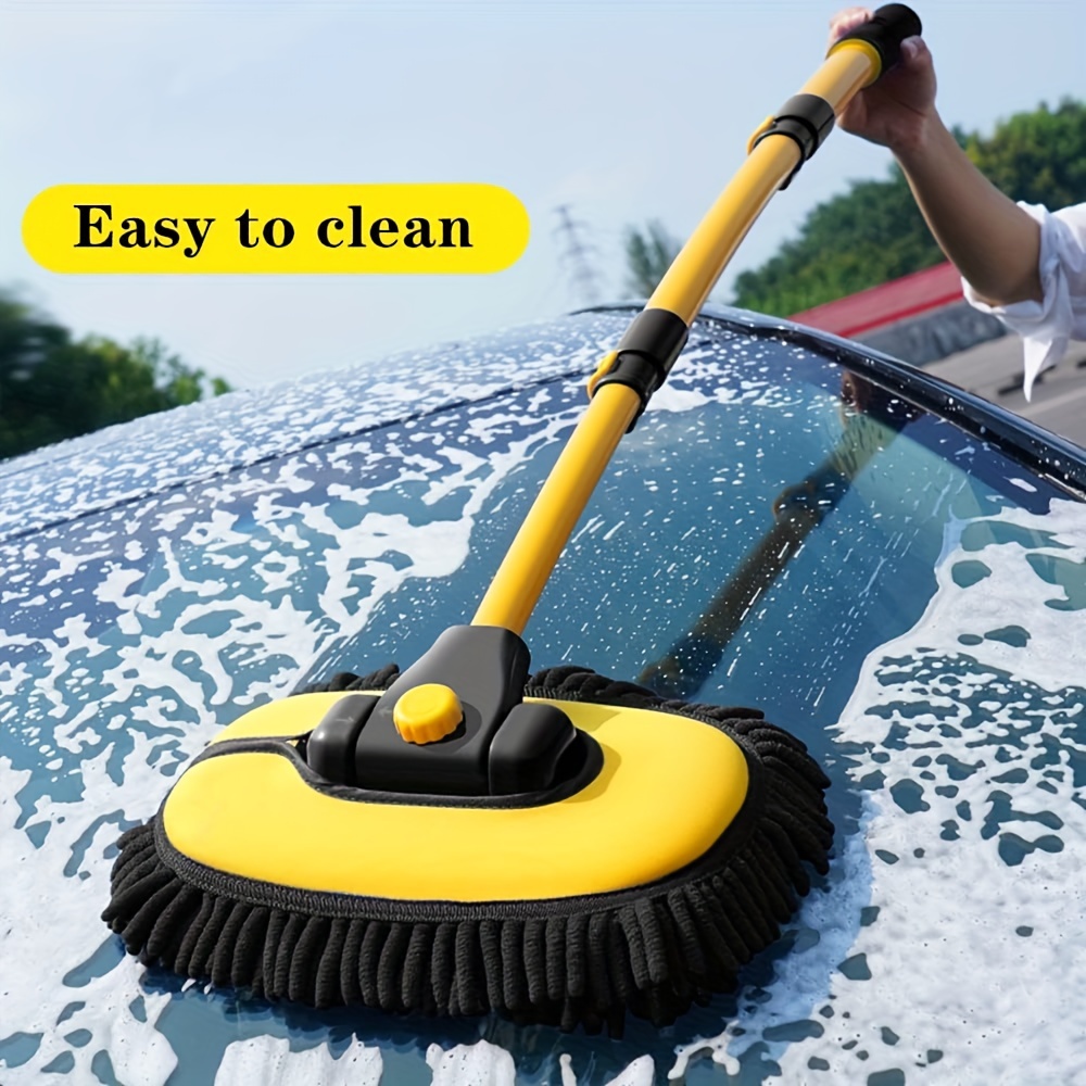 

effortless Clean" Premium Car Wash Kit With Extendable Long Handle - Ultra-fine Microfiber Towel, Mop Gloves & Brush Set For Cars And Trucks - Durable Aluminum, Yellow
