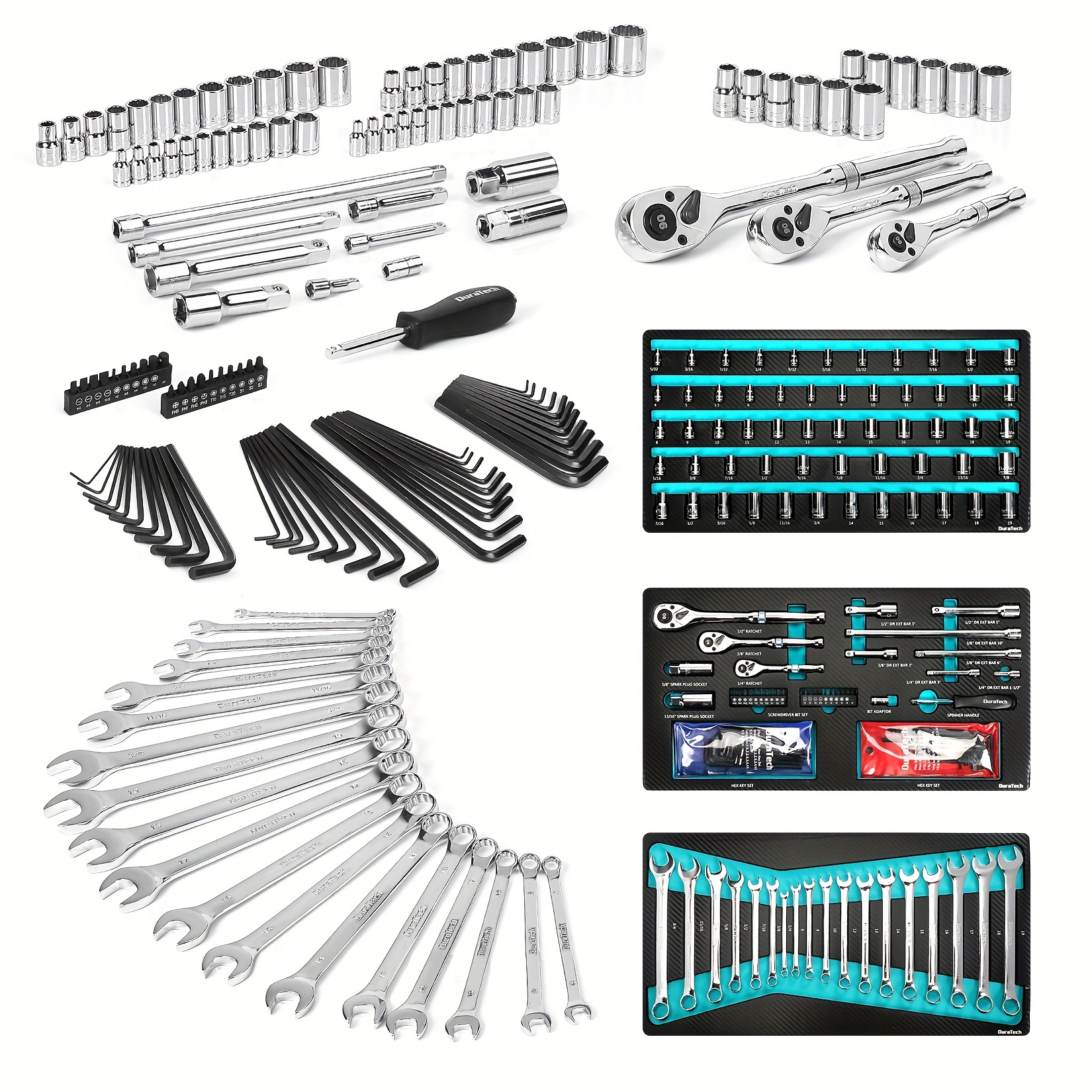 

Duratech 149-piece Mechanics Tool Set, Include Sae/metric Sockets, 90-tooth Ratchet And Wrench Set For Auto Repair