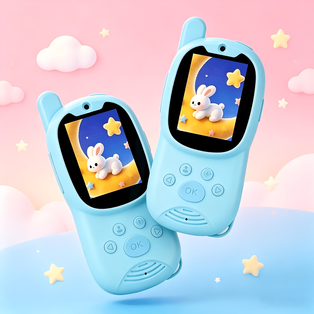 Two-piece Video Walkie-talkie Set With Camera, Supports 6 Sound Effects For , Long-range Communication, Suitable For Children Aged 3-12, Christmas Birthday Holiday Gift.