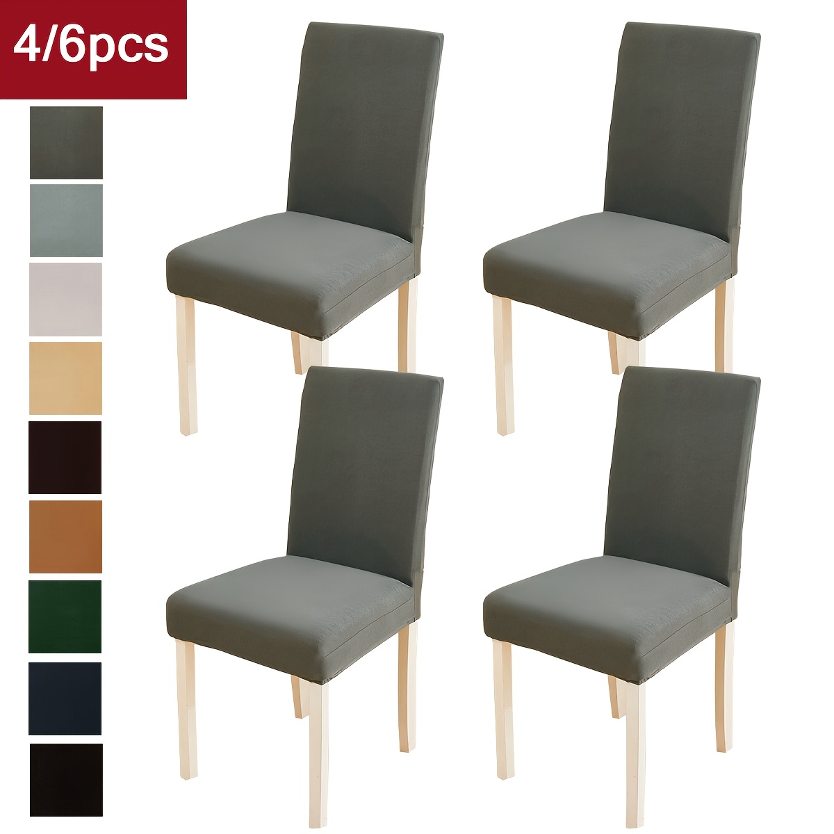xm mirelitho 4 6 8pcs   fiber fabric multi color elastic dining chair covers easy to clean suitable for   room bedroom study room solid   decoration dining chair seat covers machine washable home decor for valentines day