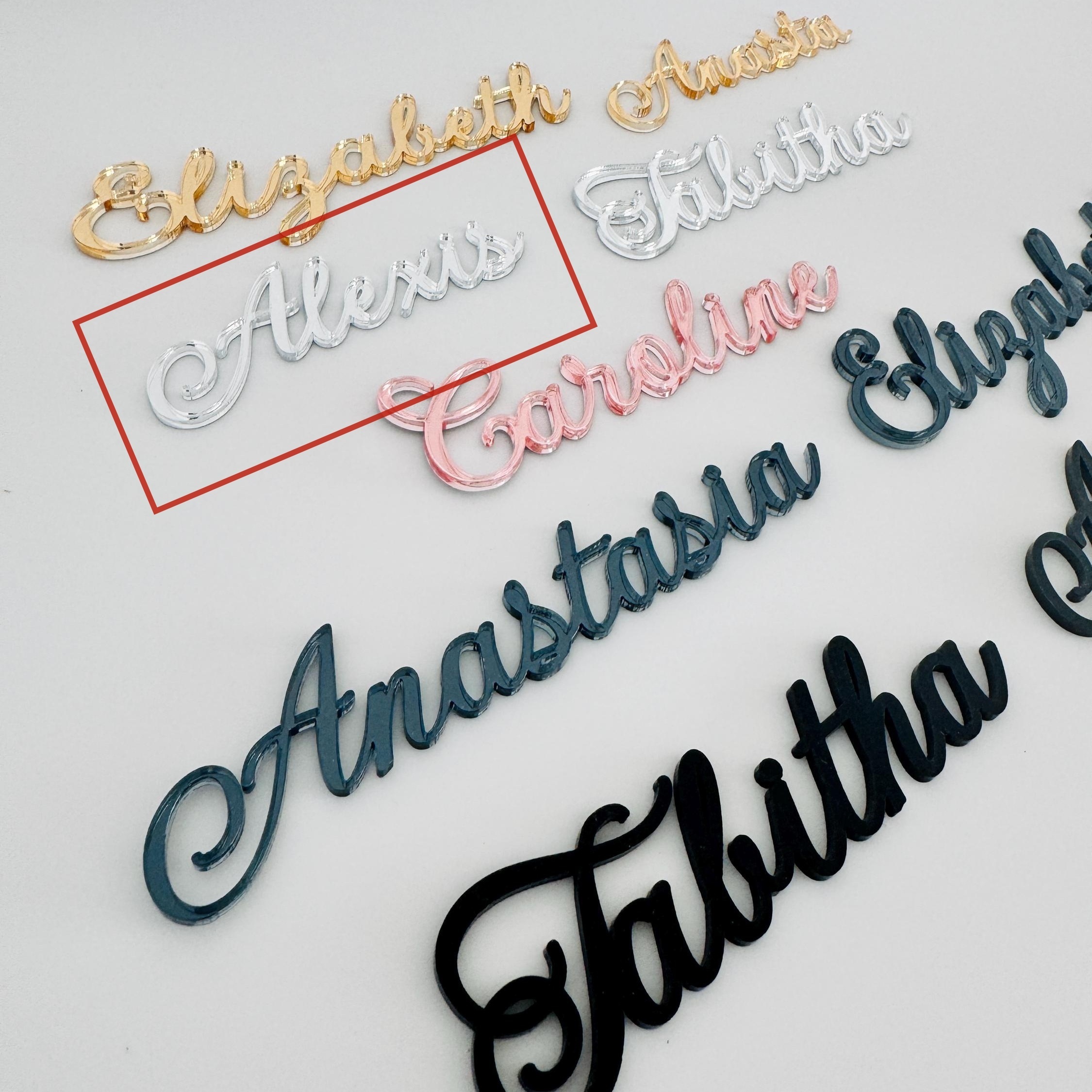 E-shop [Benutzerdefiniertes Produkt] . Benutzerdefinierter Acryl-Namensschild, personalisiertes DIY-Laserschnitt-Englisch-Buchstaben-Namensschild,