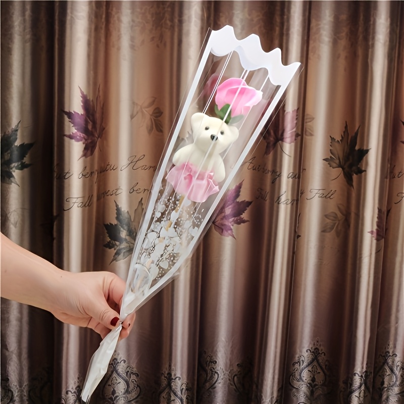 7pcs Romantic Artificial Rose Bouquet Set with Plush Bear | Perfect for Valentine'S Day, Weddings, Birthdays, And Other Occasions - Vibrant Roses Suitable for Home Decor And Special Occasions