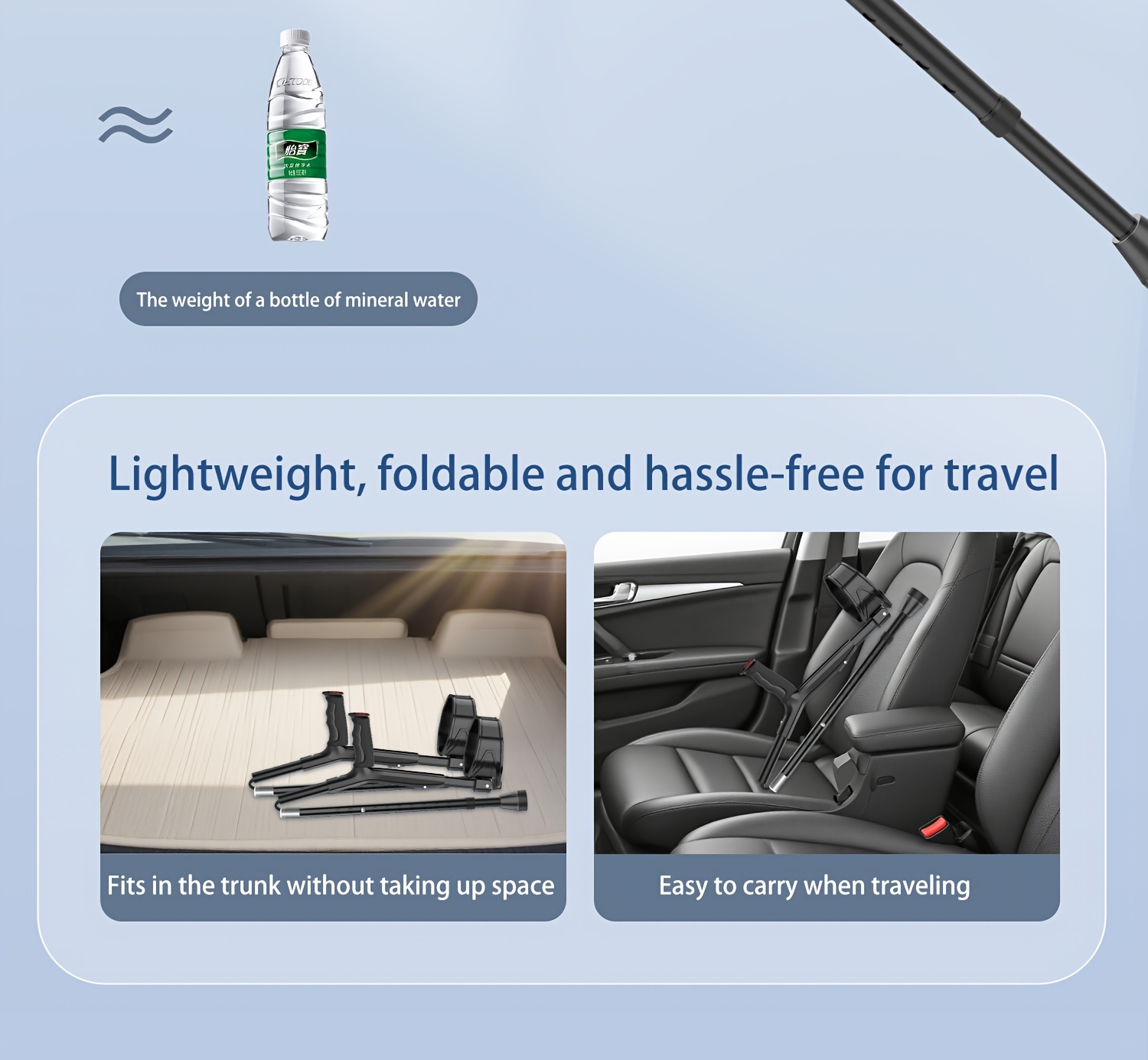 Rotatable Elbow Crutch, Portable Foldable Telescopic Elbow Rest, Rehabilitation Assistive Elbow Cane, Multi-Point Support Comfortable Underarm Crutch