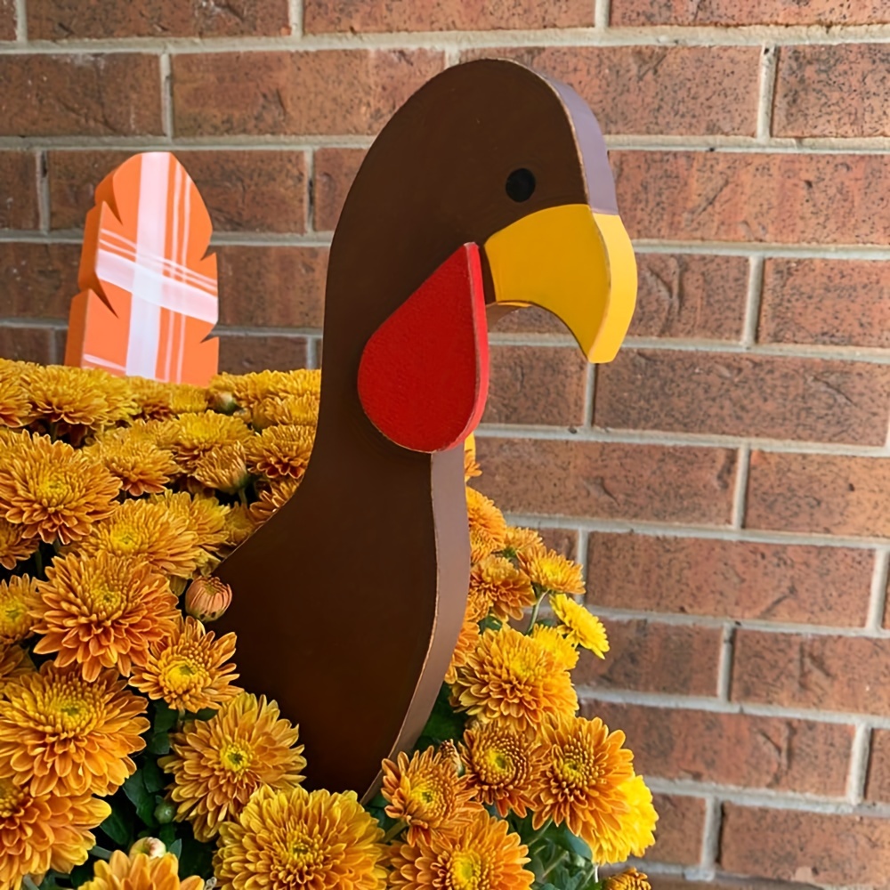 

Art Deco Thanksgiving Turkey Garden Stakes - Decorative Pvc Turkey Plant Sticks For Garden Decor, Floor Mount, Animal Theme, No Electricity Or Battery Needed, Garden Stake Kit For Thanksgiving Decor