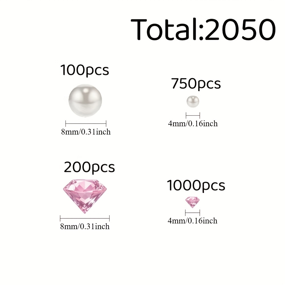 E-shop 2050 Stück Funkelnde Rosa und Acryl Diamant Tischdeko Kristalle - 4/8 mm Facettierte Edelsteinähnliche Vasenfüller, Hochzeitsdekoration, für ,