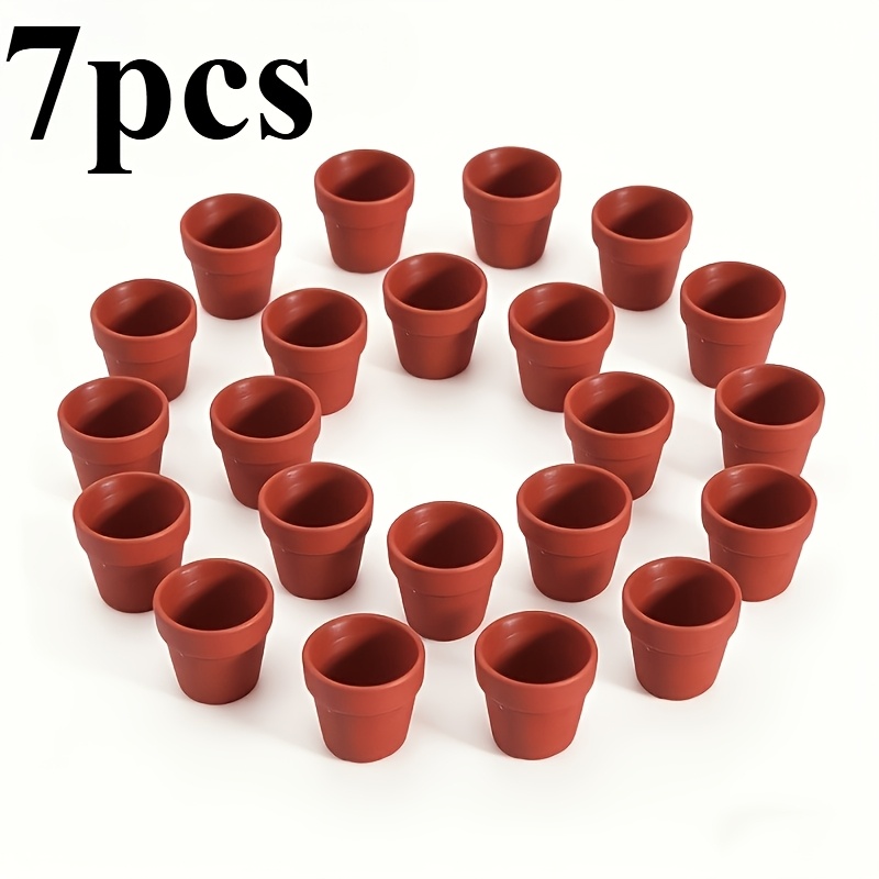 TEMU 7pcs Mini Flower Pot Set, Garden Decoration, Dollhouse Furniture Ornaments, Garden Decoration Additions, Desktop Decoration, Plastic Material,