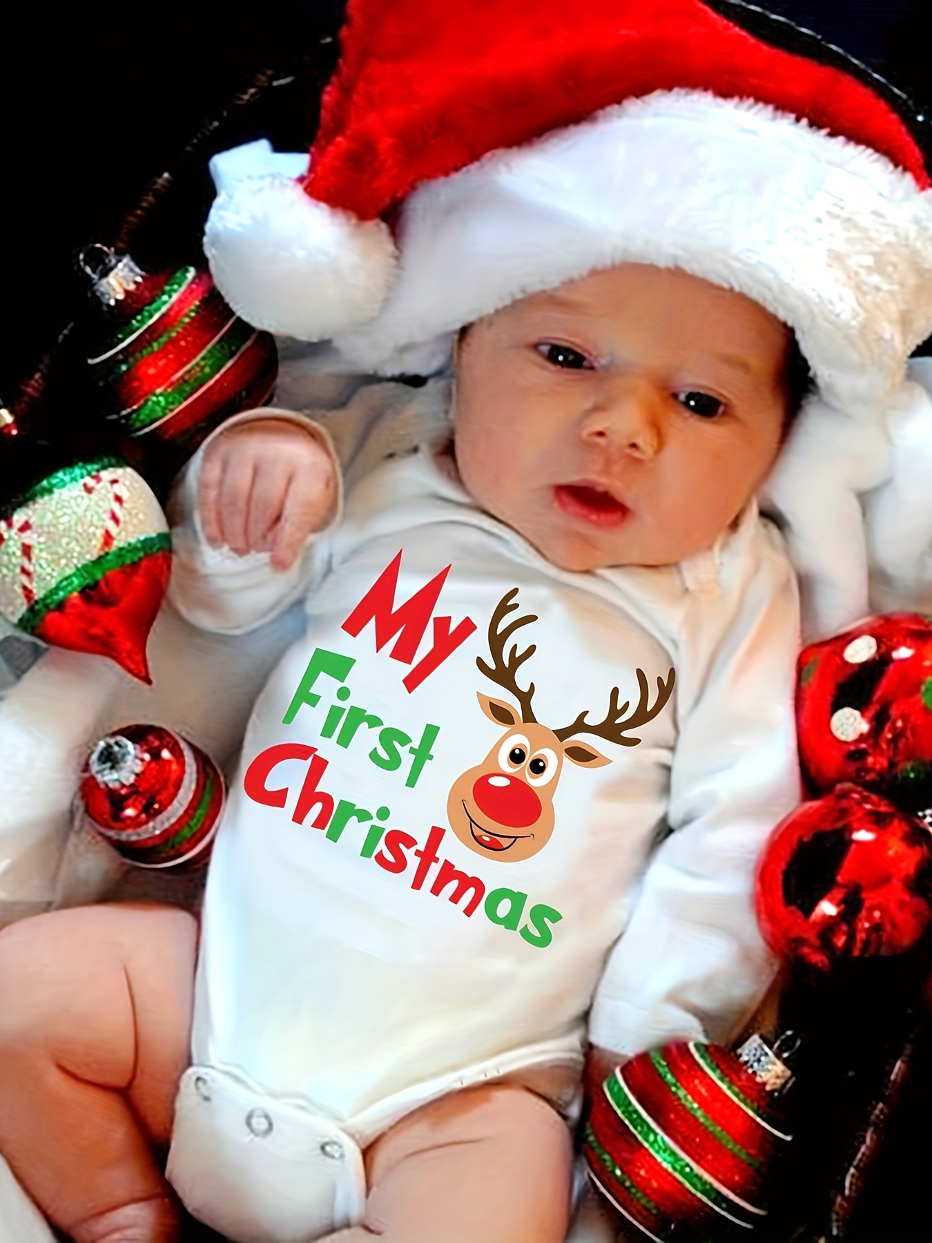 newborn baby cute cartoon animal christmas reindeer suspenders