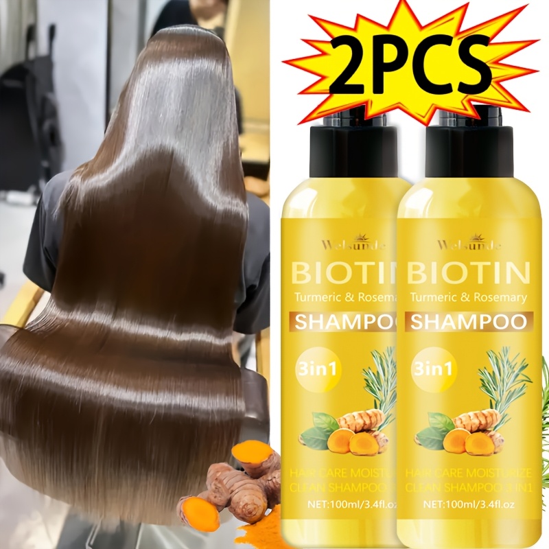 TEMU 2pcs Shampooing Biotine 3-en-1, Contenant des Ingrédients de et de , Ciblant les Pointes Fourchues et Solides, Instantanément les Pointes