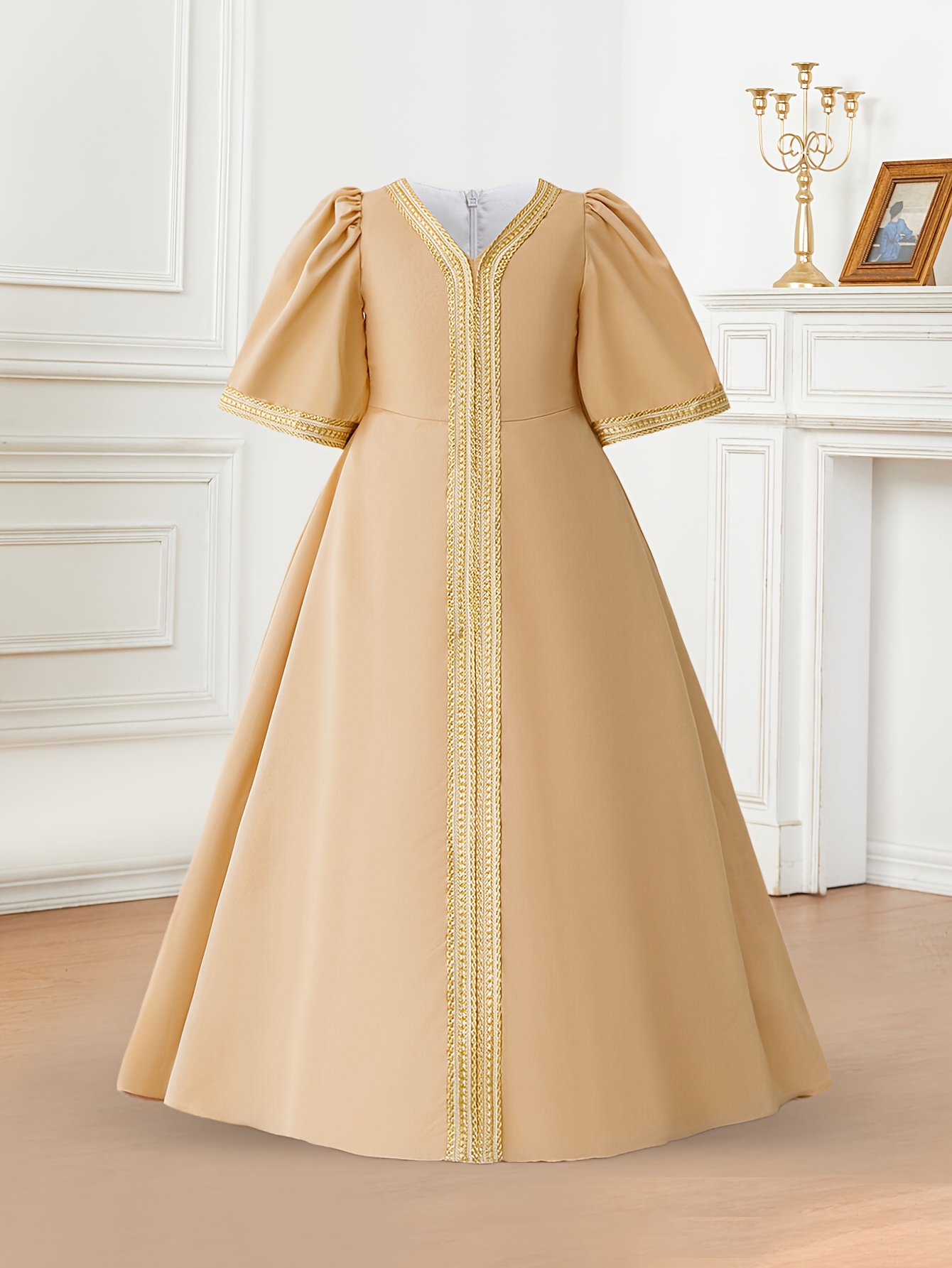 middle eastern muslim festival party evening dress, arab girl eid long  sleeve gown, elegant children's princess dress with ribbon - kids' fashion  - Temu Bahrain