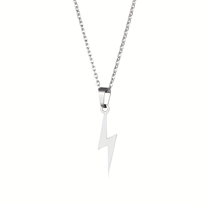 Gothic Vintage Lightning Pendant Necklace, Stainless Steel Material, Suitable For Casual Attire And Party, Hip-hop Style, Holiday Gift