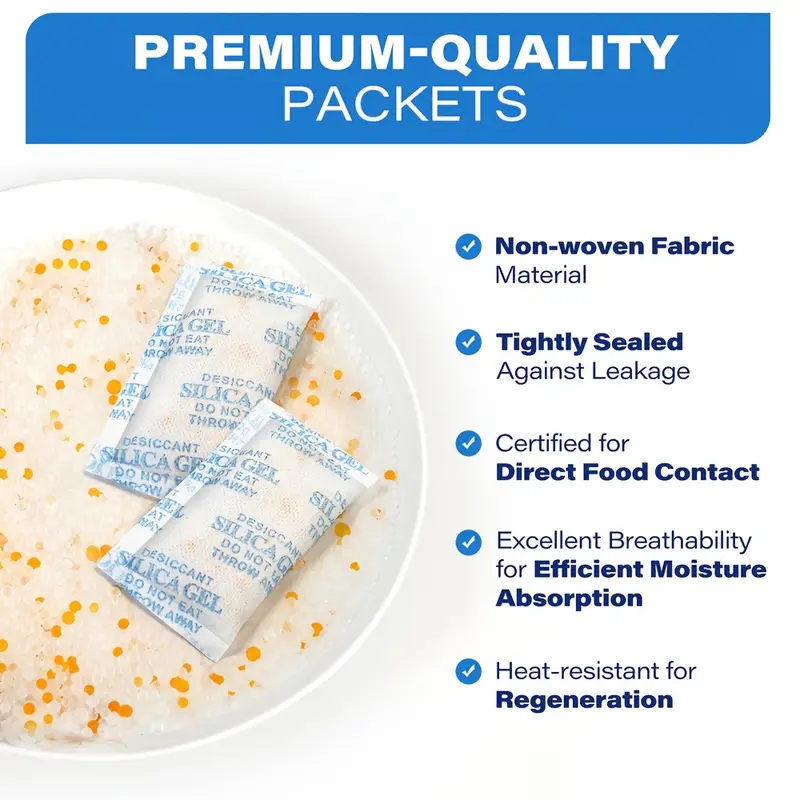 Wisesorb Paquete De 3000 Paquetes De Gel De Sílice De 0.01 Oz, Paquetes Desecantes, Paquetes De Gel De Sílice, Absorbentes De Humedad Para Almacenamiento De Alimentos, Deshumidificadores Desecantes